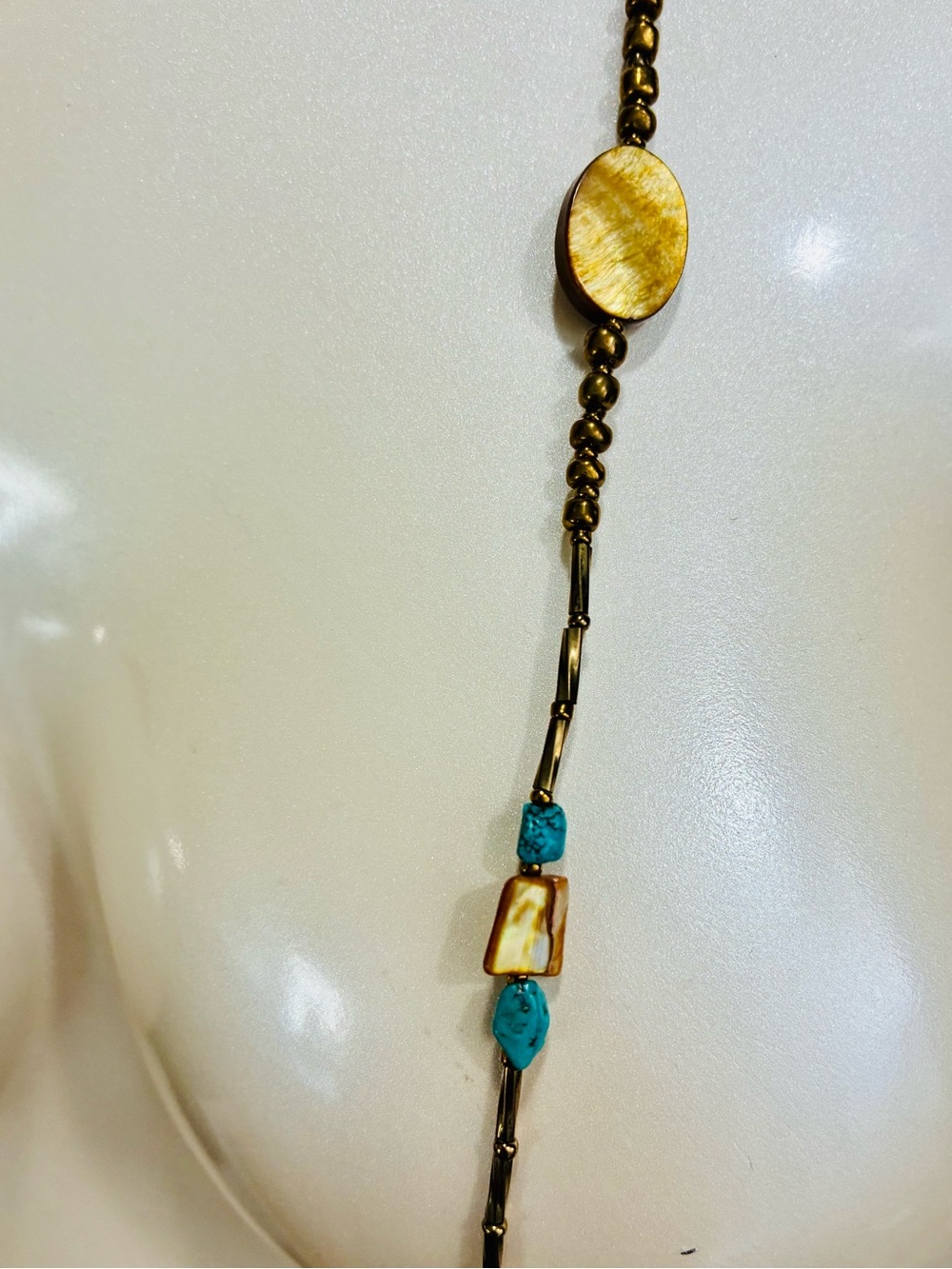 Source Unknown Turquoise and Tiger Eye Long Beaded Necklace - Picture 5 of 14